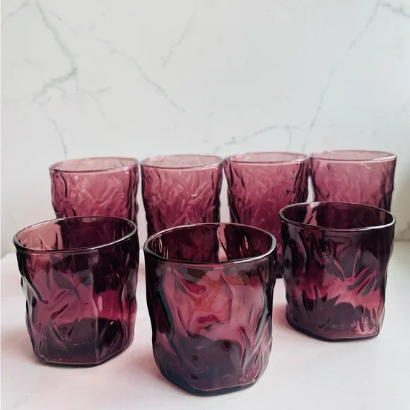 7 Seneca Morgantown amethyst glasses. 4 juice 3 lowball - Picture 1 of 7